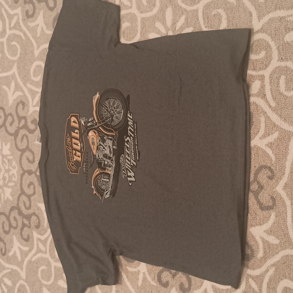 Gildan Gray Tee with Gold Motorcycle Graphic